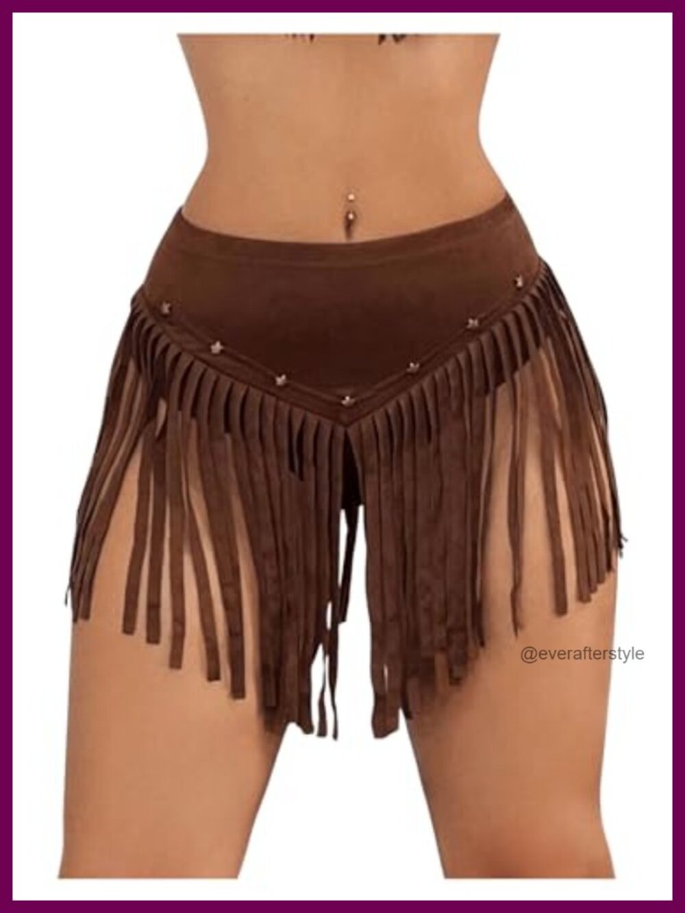 Suede Fringe Western Cowgirl Mini Skirt Tassel Beaded Built-in Shorts